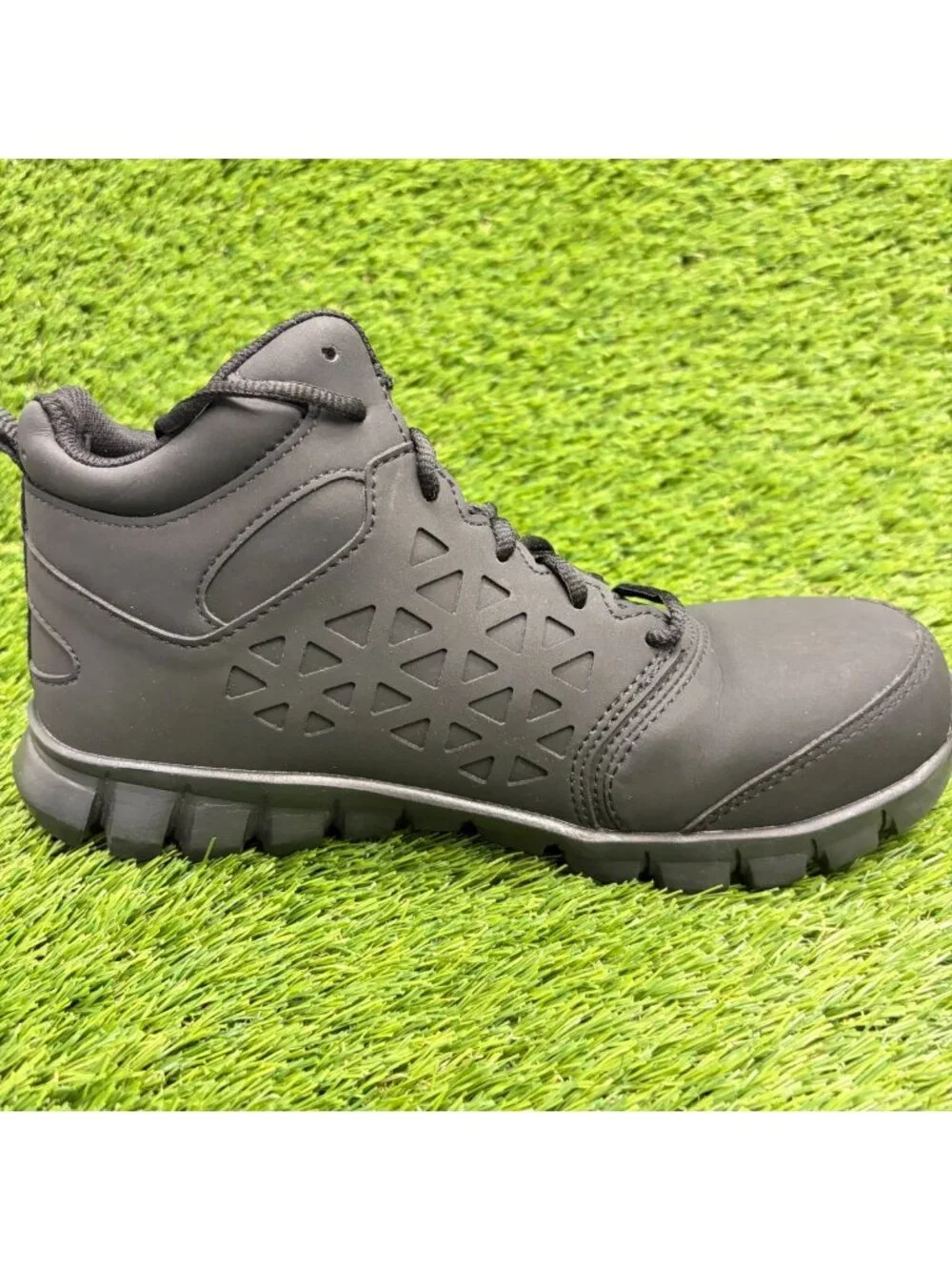 Reebok Sublite Cushion Mid Mens Size 7 Black Gray Alloy Toe Safety Work Boots